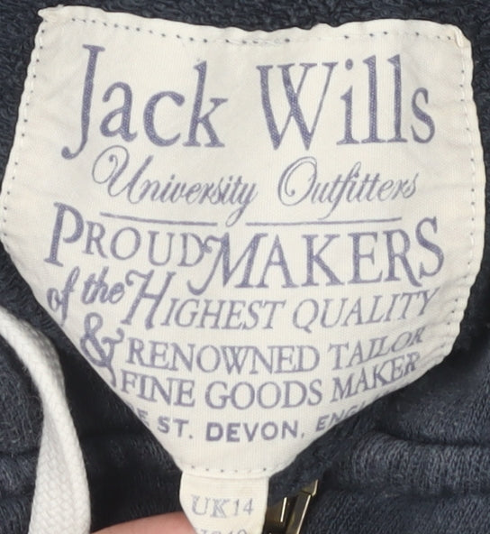 Jack Wills Women's Blue Full Zip Hoodie, Size 14
