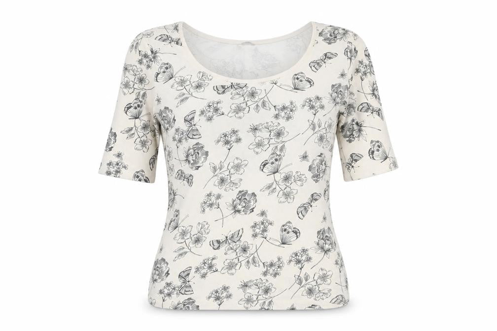 Marks & Spencer Women's Ivory Floral T-Shirt, Size 10