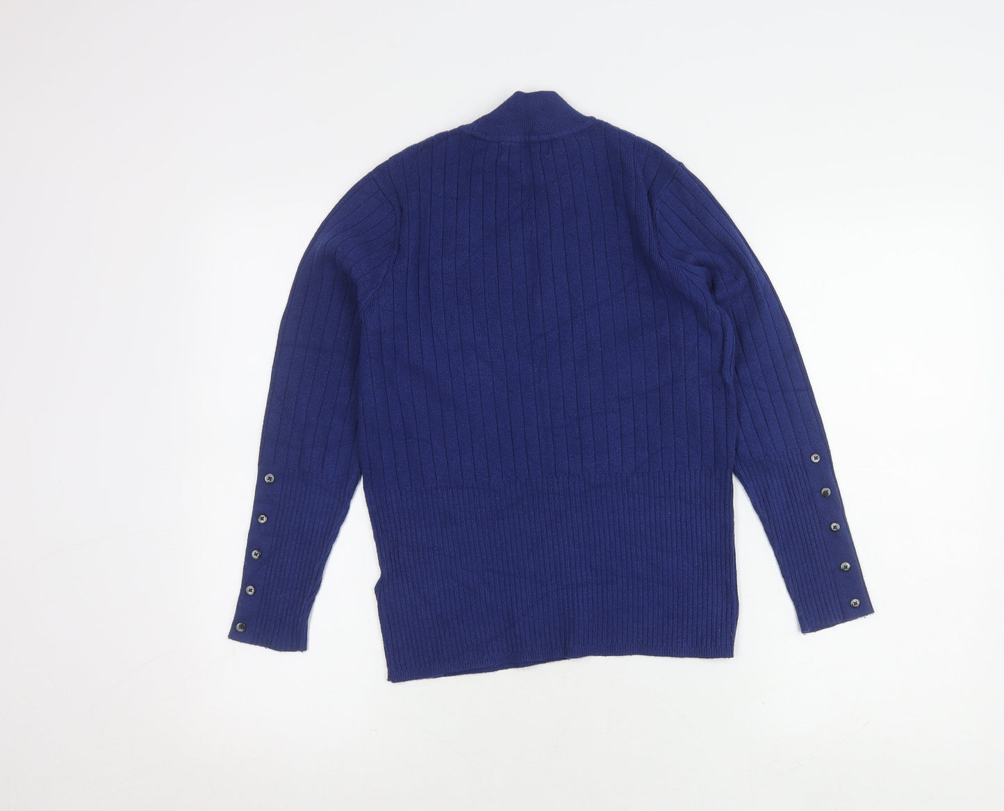 Marks and Spencer Women's Blue High Neck Jumper Size 12