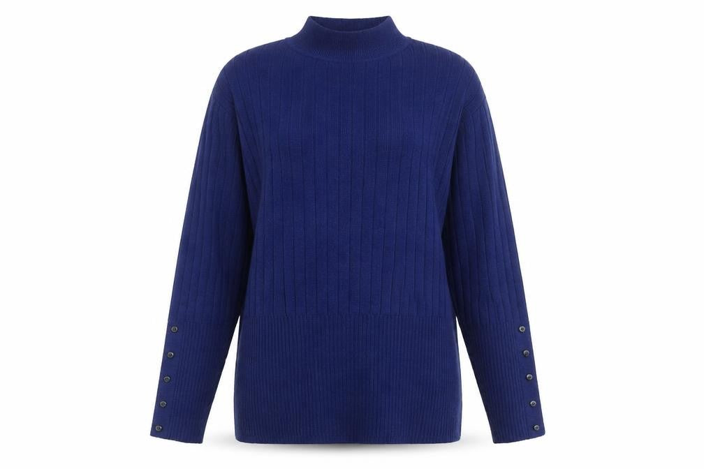Marks & Spencer Women's Blue High Neck Jumper Size 12