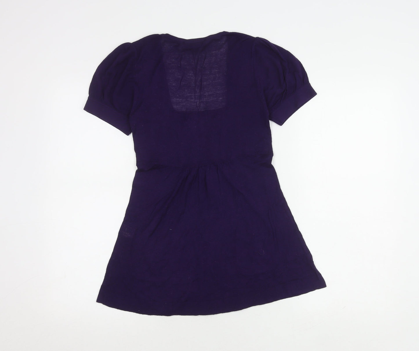 Warehouse Women's Purple Puff Sleeve Square Neck Top