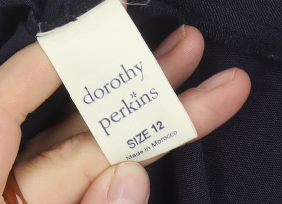 Dorothy Perkins Black Button-Up Blouse Size 12 Women