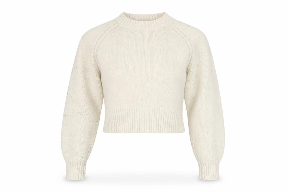 ZARA Women's Ivory Knit Pullover Jumper, Size S, Raglan Sleeve