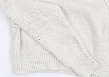 Zara Women's Ivory Knit Pullover Jumper, Size S, Raglan Sleeve