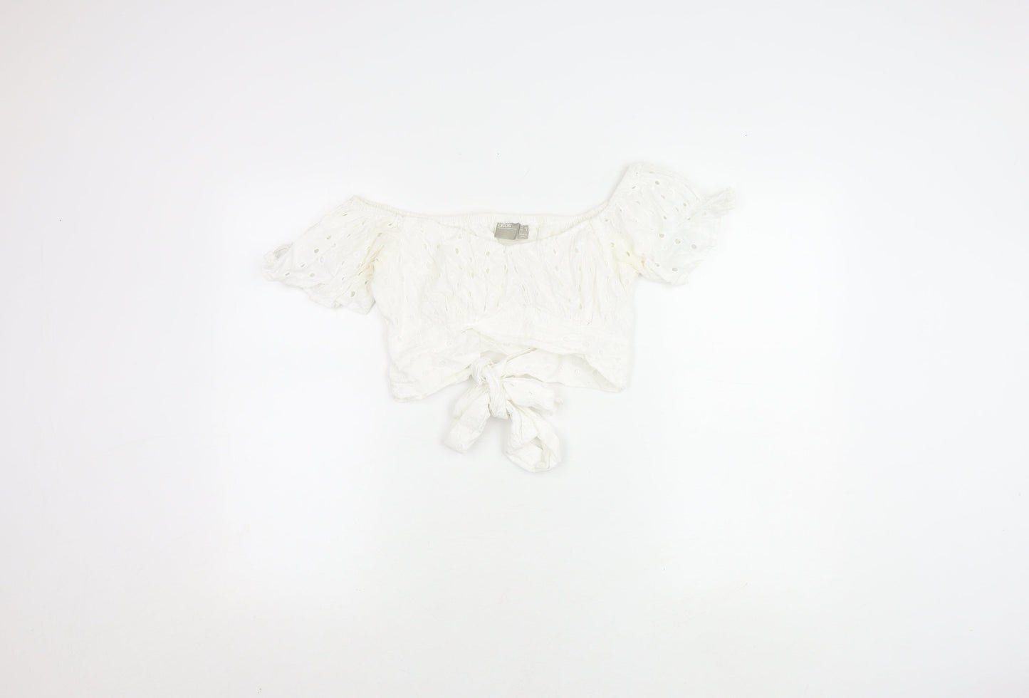 ASOS Women's White Off Shoulder Cropped Top, Size 12