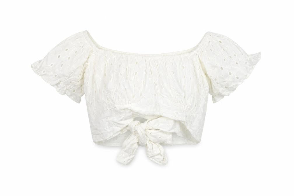 ASOS Women's White Off Shoulder Cropped Top, Size 12