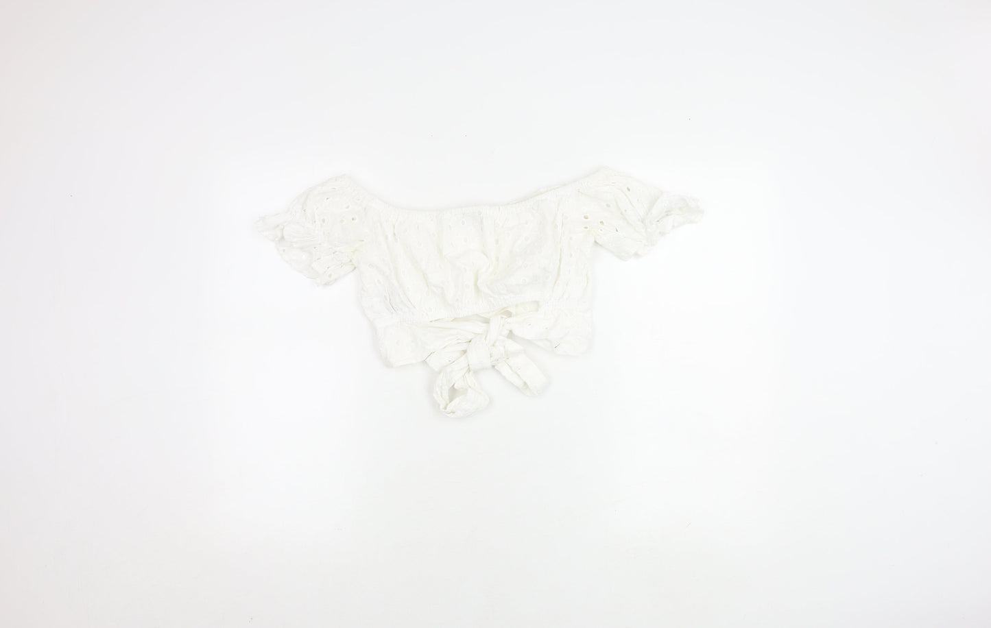 ASOS Women's White Off Shoulder Cropped Top, Size 12