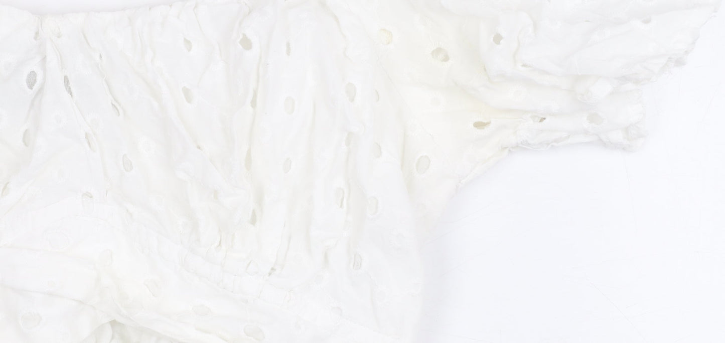 ASOS Women's White Off Shoulder Cropped Top, Size 12