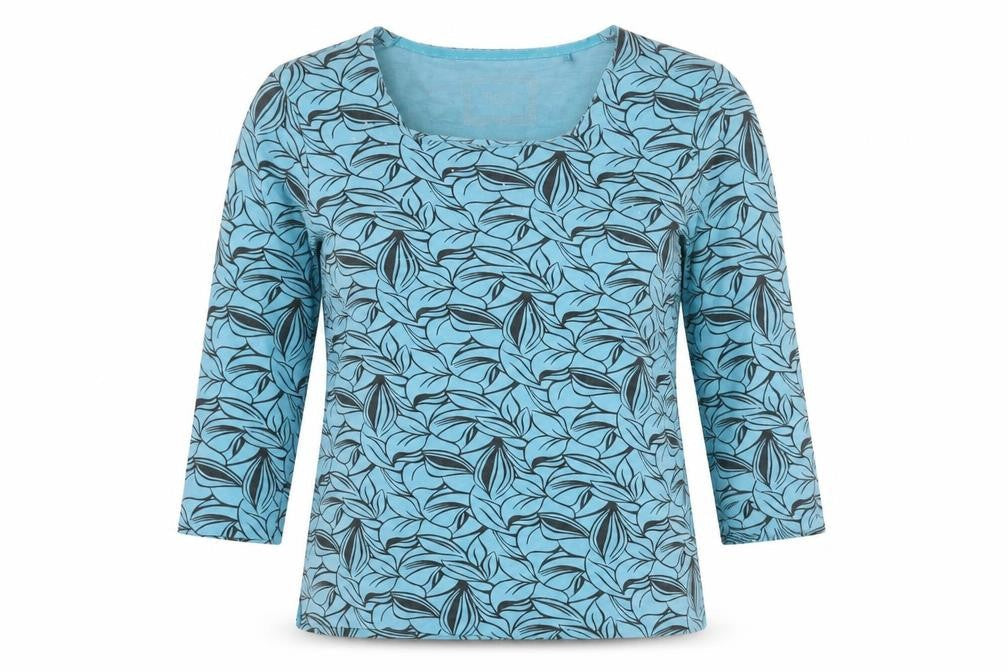 TIGI Women's Blue Floral 3/4 Sleeve Top Size 10