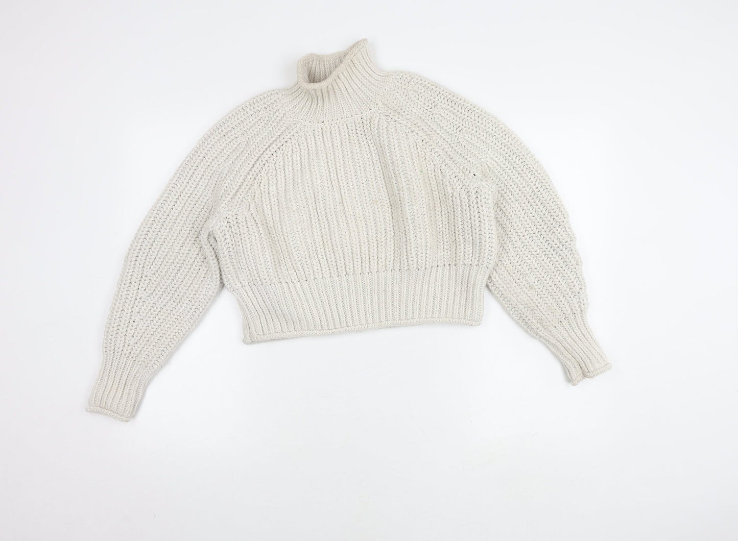 H&M Women's White High Neck Pullover Jumper, Size S