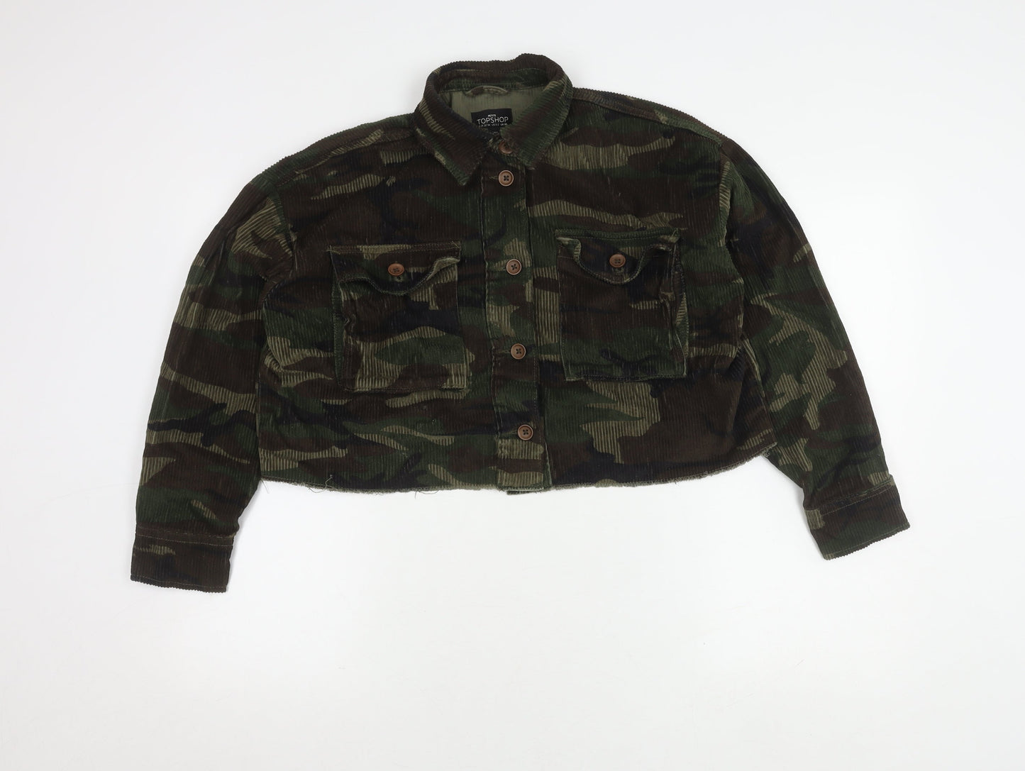 Topshop Women's Camouflage Cropped Military Jacket XS