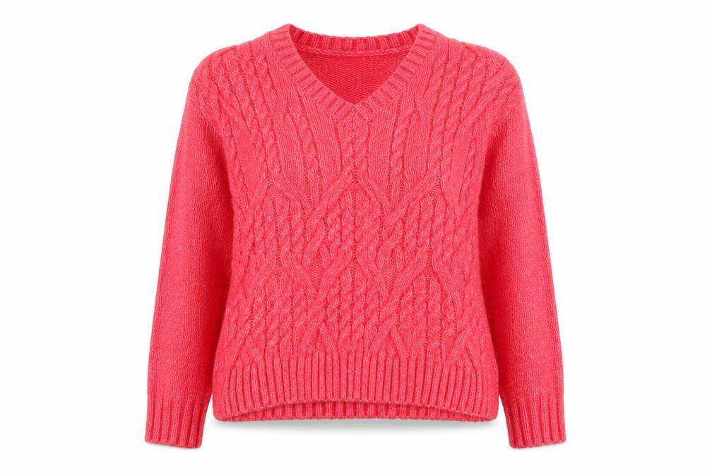 Marks & Spencer Women's Pink V-Neck Pullover Jumper M