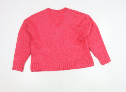 Marks & Spencer Women's Pink V-Neck Pullover Jumper M