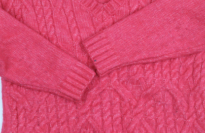 Marks & Spencer Women's Pink V-Neck Pullover Jumper M
