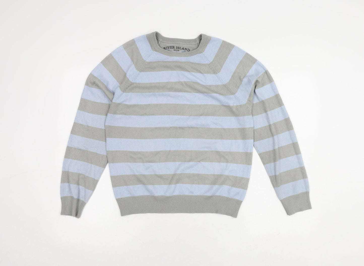 River Island Grey Blue Striped Pullover Jumper S
