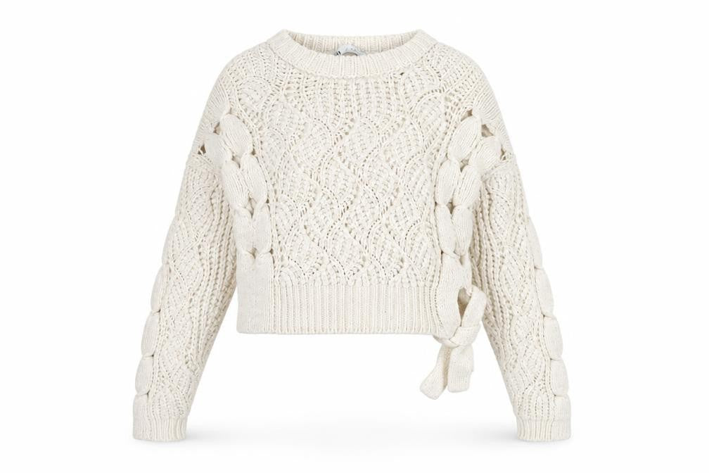 Zara Women's Ivory Open-Knit Pullover Jumper S