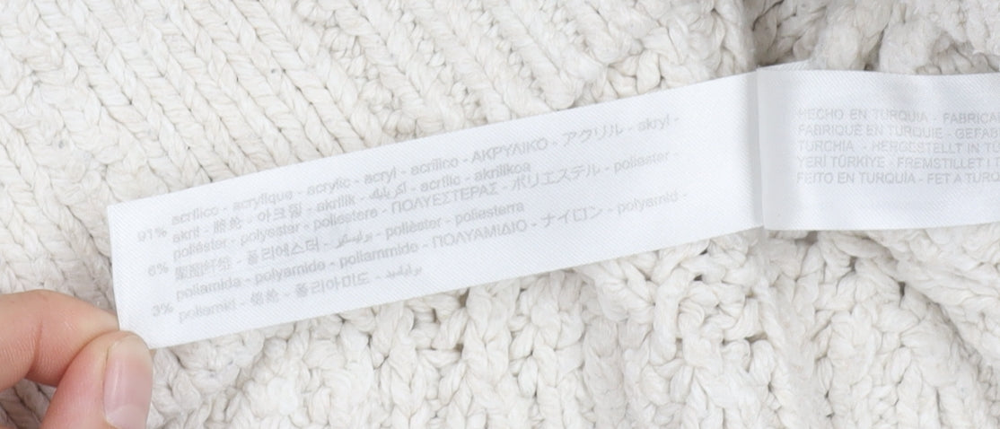 Zara Women's Ivory Open-Knit Pullover Jumper S