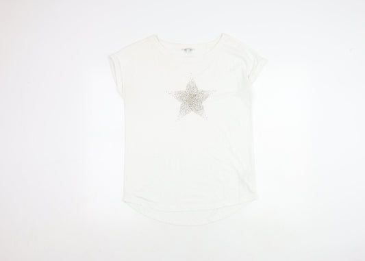Next Women's White Sequin T-Shirt, Size 8