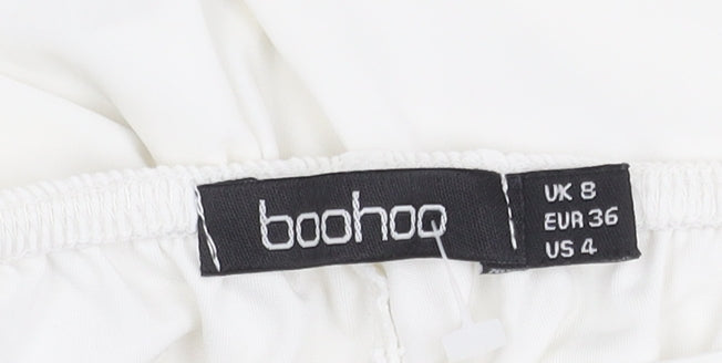 Boohoo Women's White V-Neck Long Sleeve Playsuit