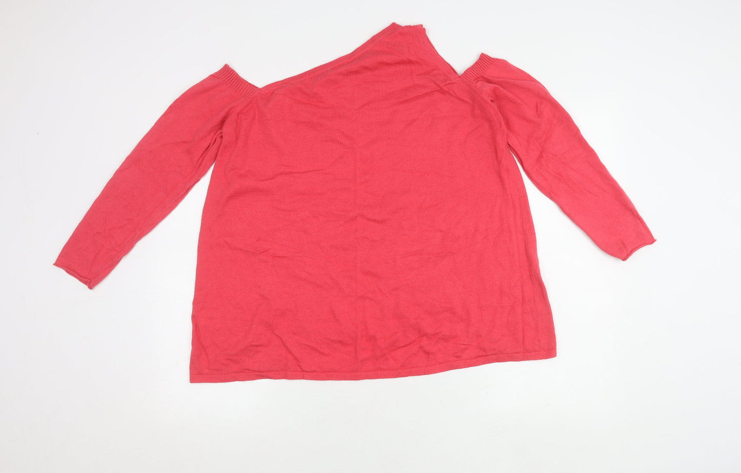 River Island Women's Red Cold Shoulder Jumper Size 14