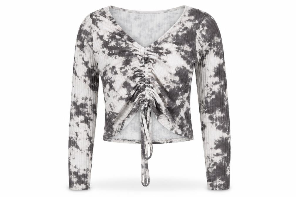 New Look Grey Tie-Dye Cropped Top Size 10 Petite