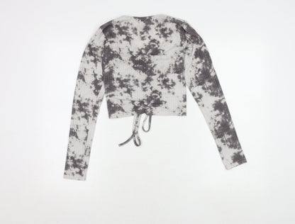 Back view of New Look Grey Tie-Dye Cropped Top, size 10, Petite