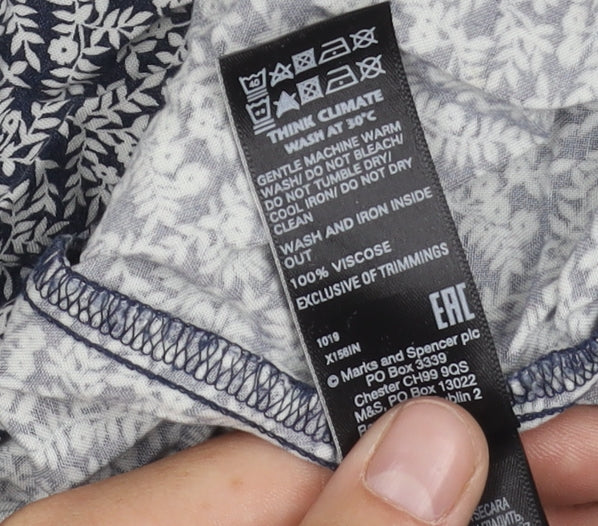 Marks and Spencer Women's Blue Floral Blouse Size 14