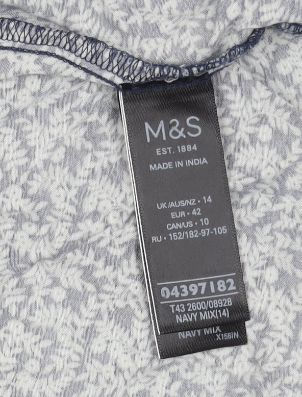 Marks and Spencer Women's Blue Floral Blouse Size 14