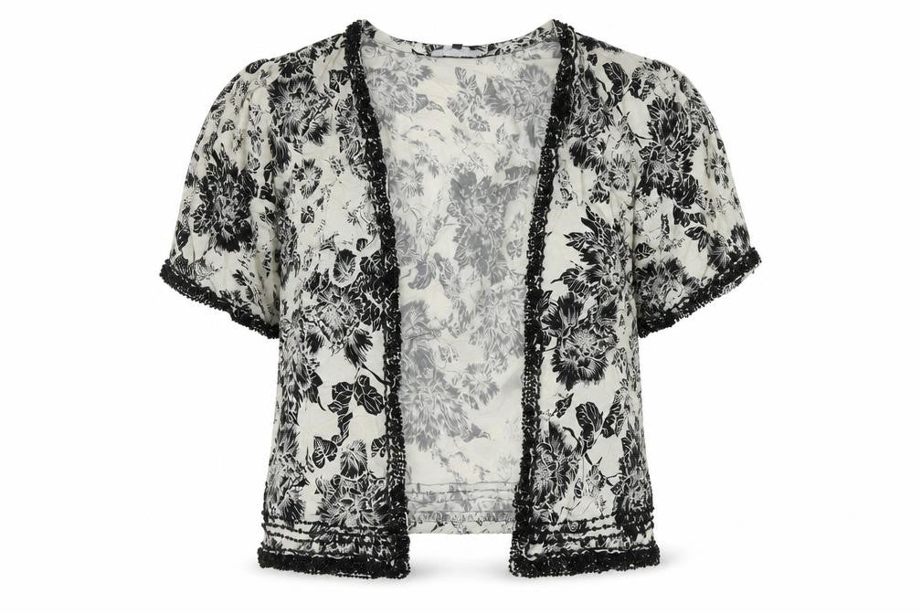 New Look Women's Black Open Front Cardigan, Size 10, Floral Pattern