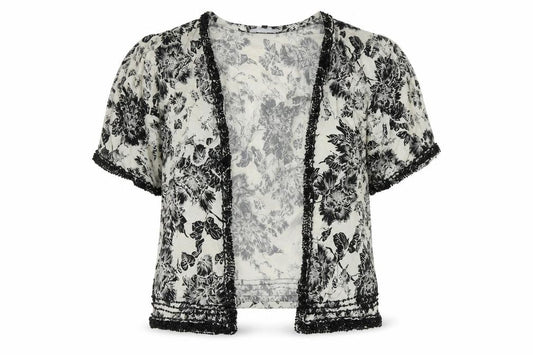 New Look Women's Black Open Front Cardigan, Size 10, Floral Pattern