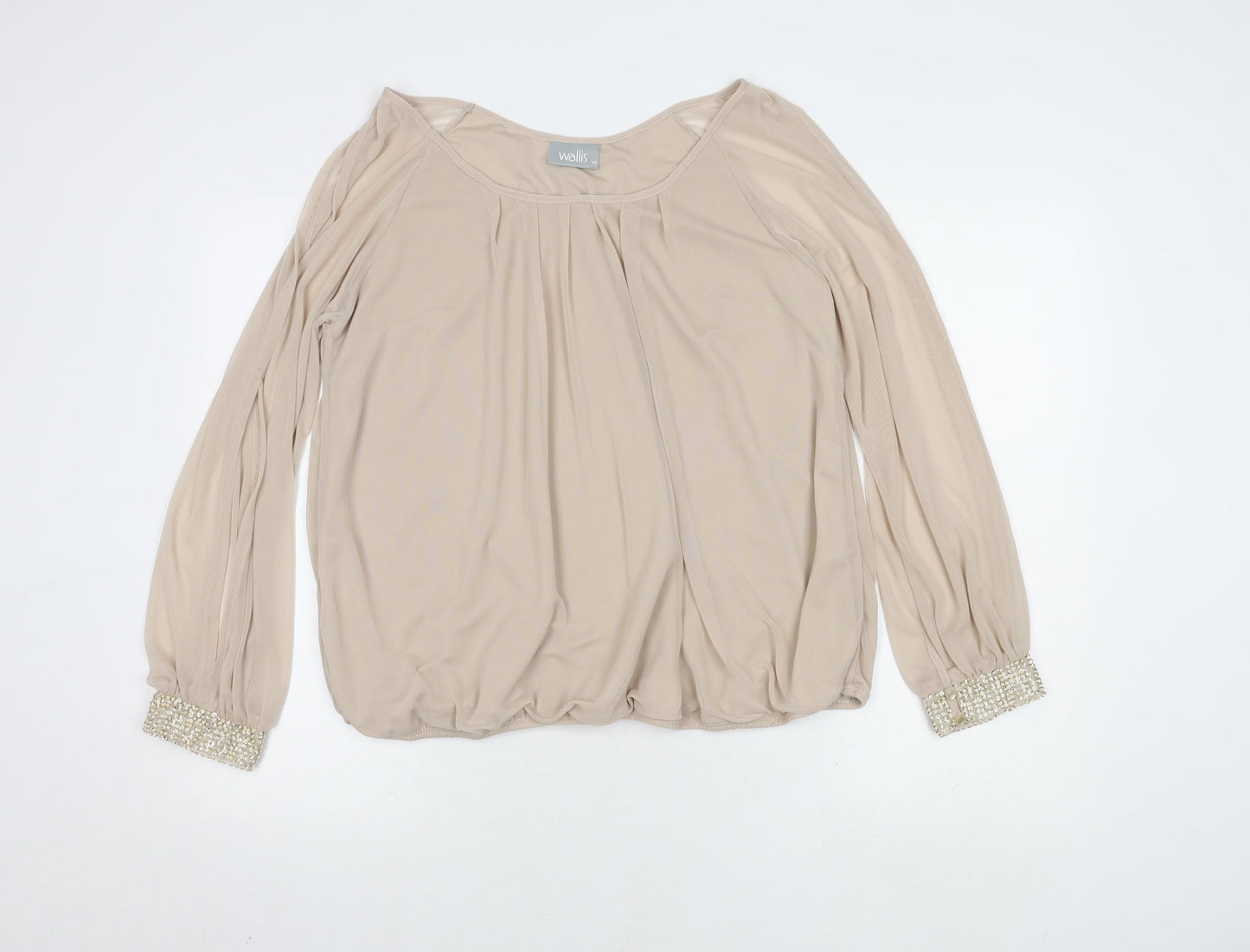 Wallis Women's Beige Blouse, Size 18, Beaded Accents