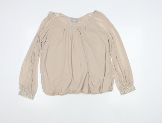 Wallis Women's Beige Blouse, Size 18, Beaded Accents