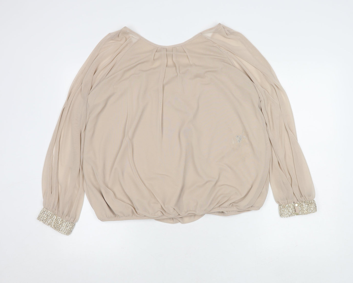 Wallis Women's Beige Blouse, Size 18, Beaded Accents