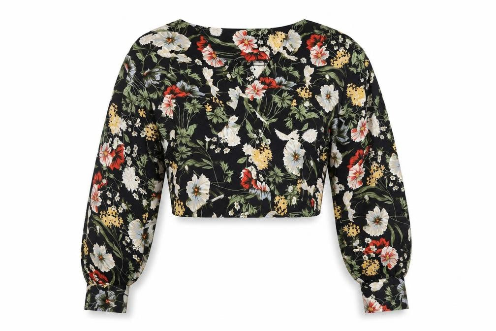 Boohoo Women's Floral Cropped Blouse, Size 10, Multicoloured