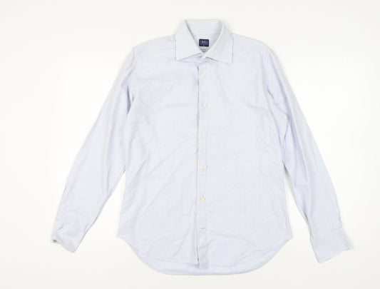 A. Basile Men's Blue Check Dress Shirt, Size M