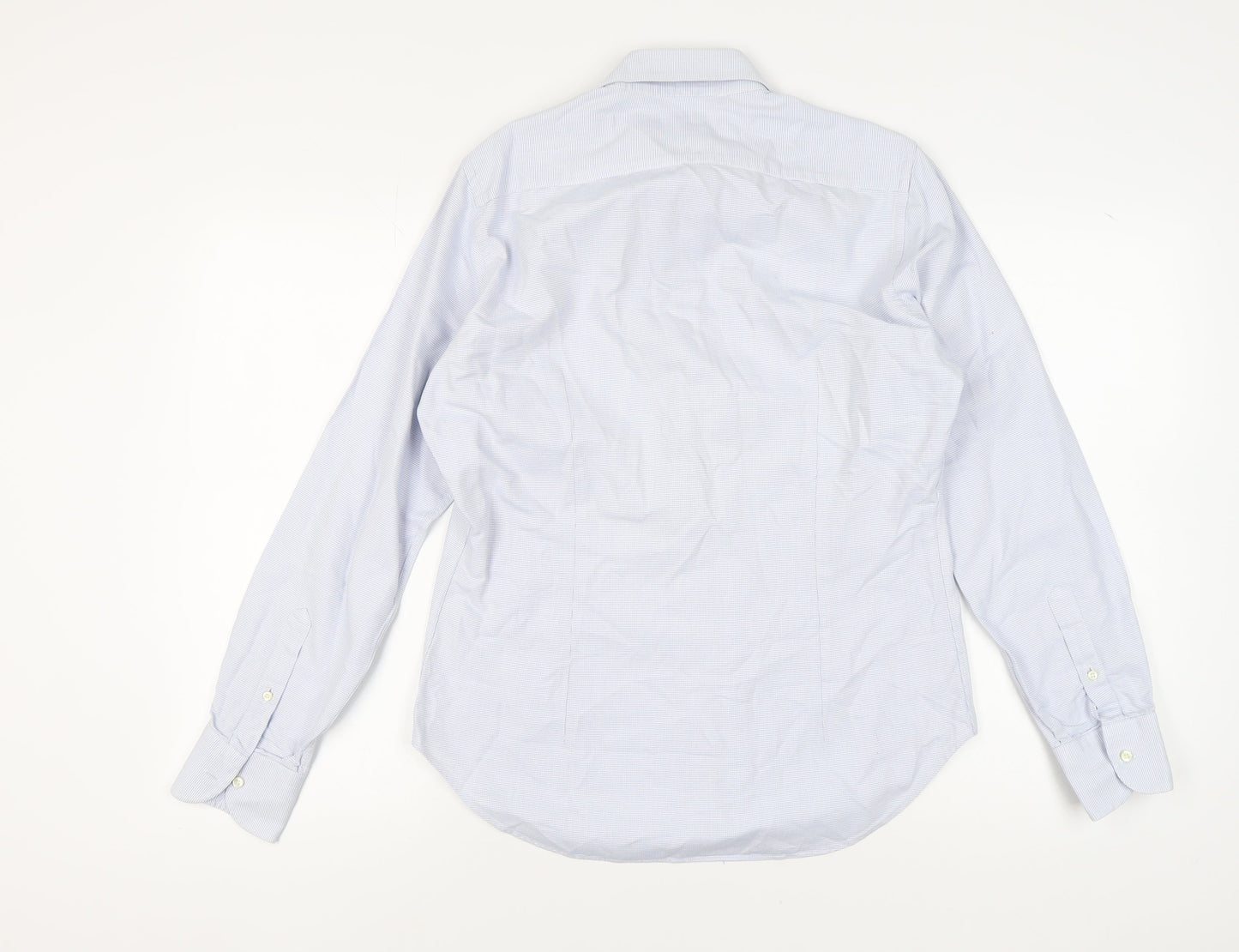 A. Basile Men's Blue Check Dress Shirt, Size M