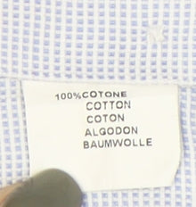 A. Basile Men's Blue Check Dress Shirt, Size M