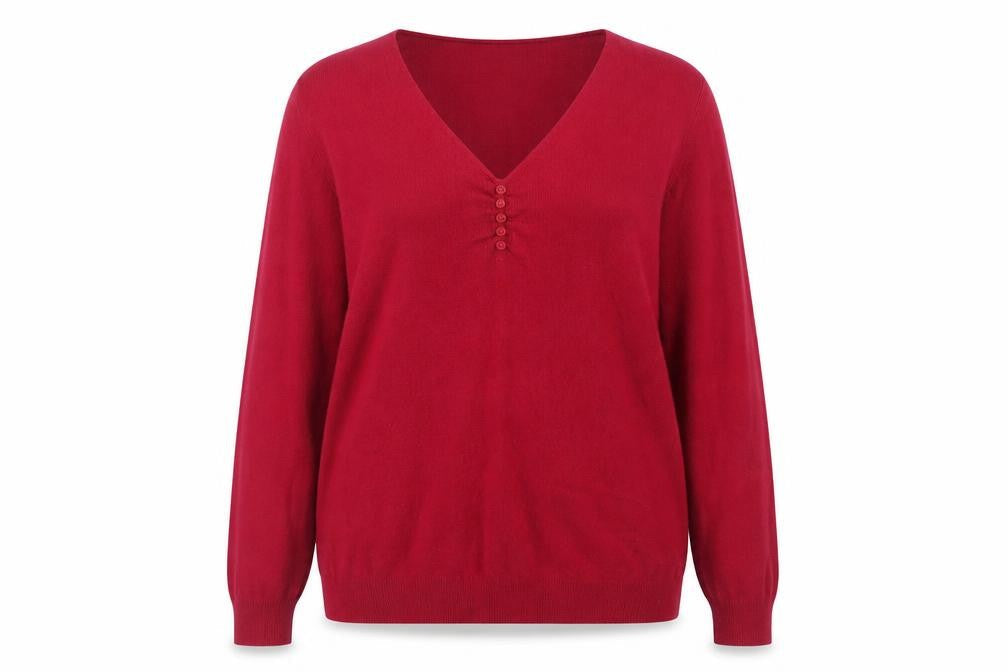 Heine Women's Red V-Neck Pullover Jumper, Size 20