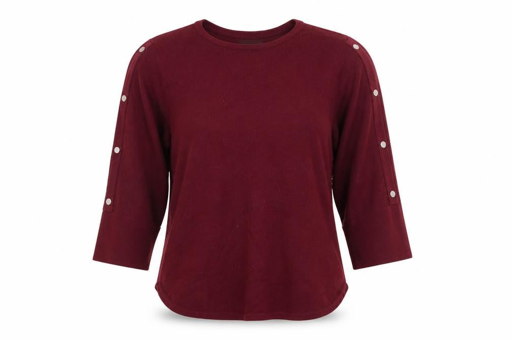 Monsoon Women's Red Crew Neck Jumper, Size M, Button Accents