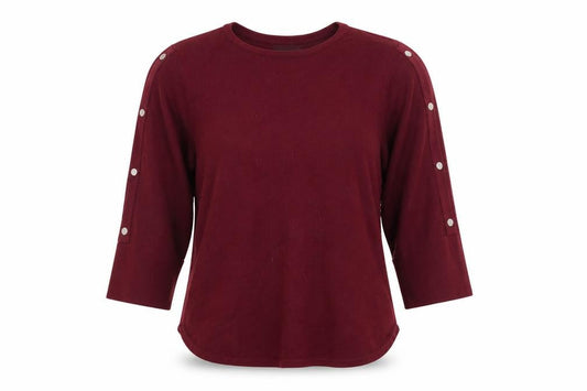 Monsoon Women's Red Crew Neck Jumper, Size M, Button Accents