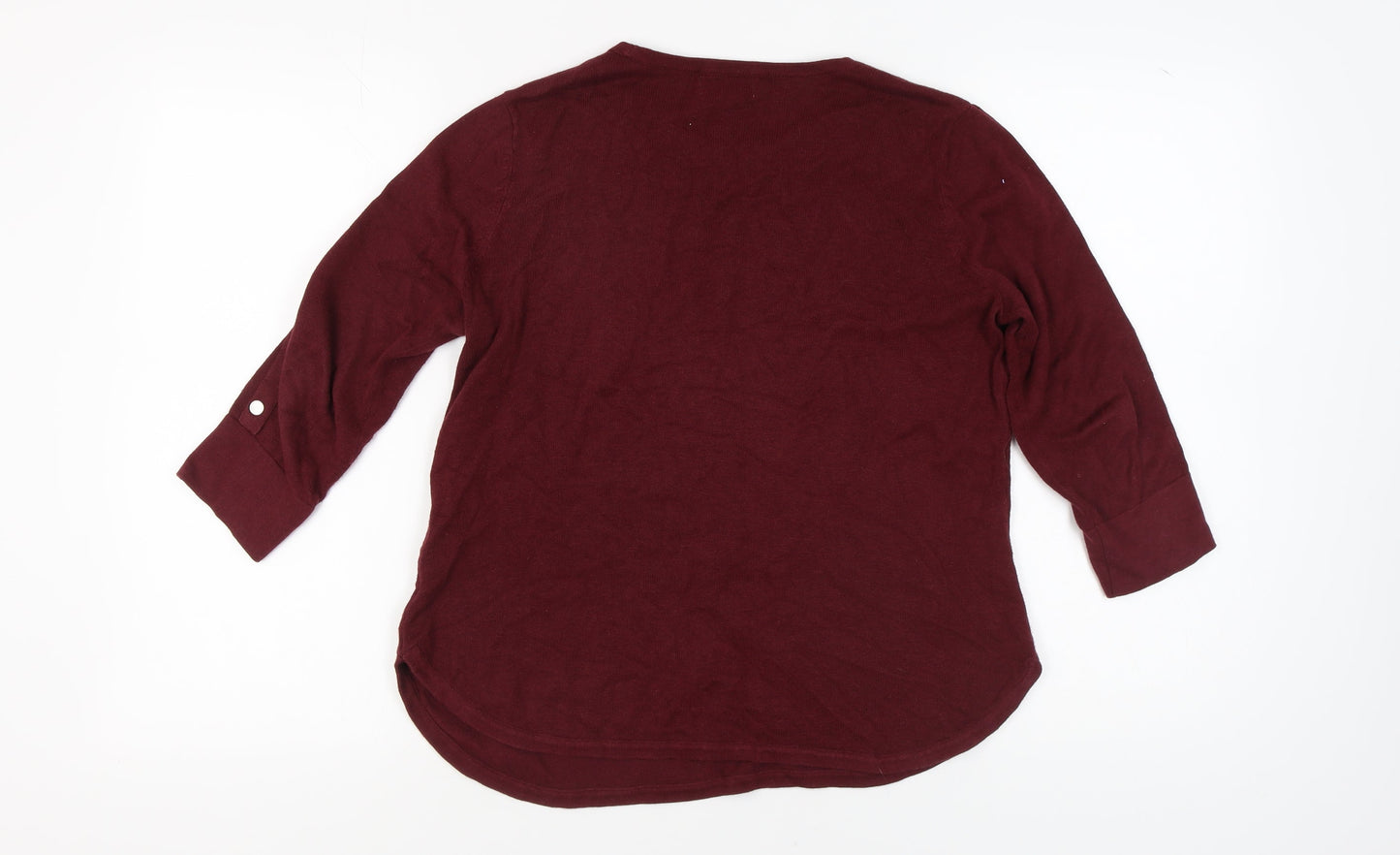 Monsoon Women's Red Crew Neck Jumper, Size M, Button Accents