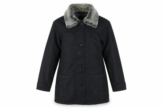 Dorothy Perkins Women's Black Fur Trim Coat, Size 12