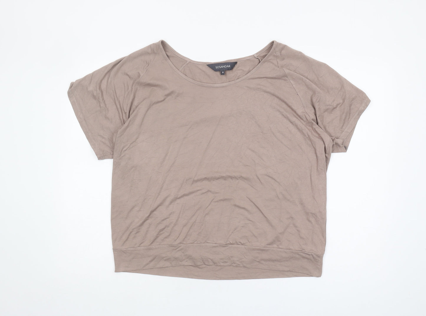 Sosandar Women's Beige Basic T-Shirt, UK 18, Short Sleeve