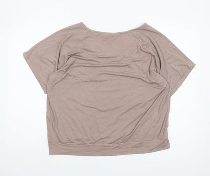 Sonsandar Women's Beige Basic T-Shirt, UK 18, Short Sleeve