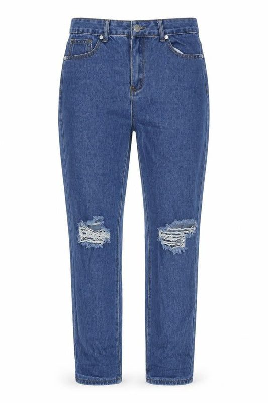 Boohoo Women's Blue Mom Jeans Size 12 Distressed