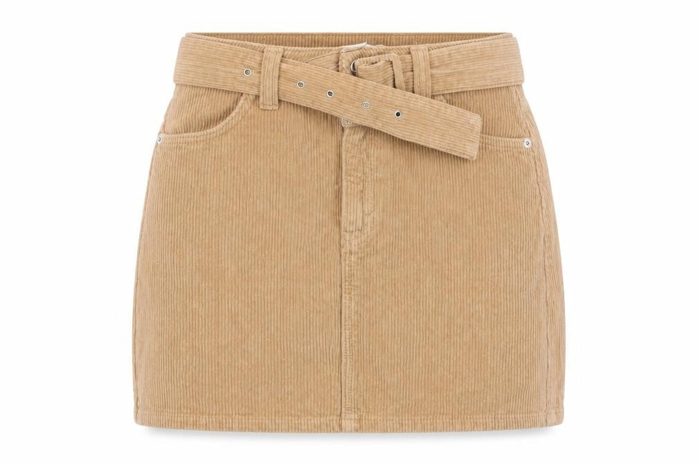 Topshop Women's Beige Short Corduroy Skirt Size 6