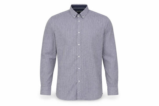 Man at LA Men's Grey Check Cotton Button-Up Shirt