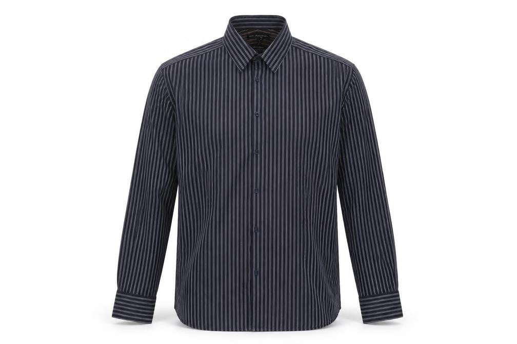 Marks & Spencer Men's Black Striped 44-45 Button-Up Shirt