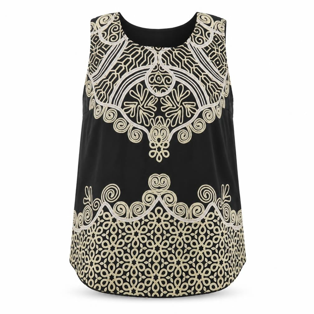 Wallis Women's Black Embroidered Tank Top L