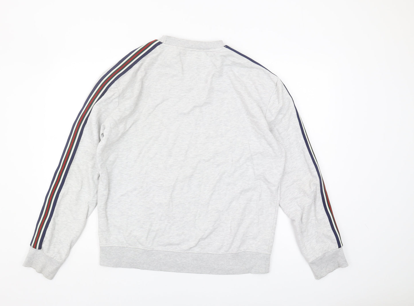 New Look Men's Grey Striped Sweatshirt M